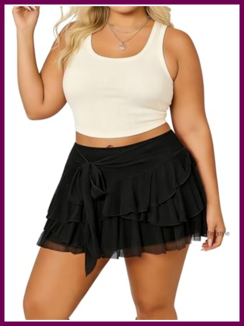 Plus Size Ruffle Mini Skirt High Waist Mesh Layered Skort Y2K Party